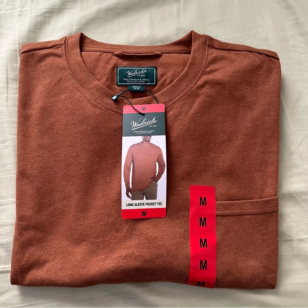 Woolrich Long Sleeve Pocket Tee M-Brown